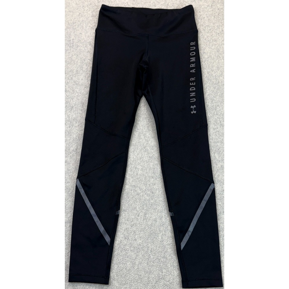 Under Armour Coldgear Womens Compression Leggings Black Ankle Wordmark Logo S